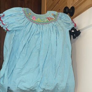 Charming Blue Gingham Kids Dress with Embroidery